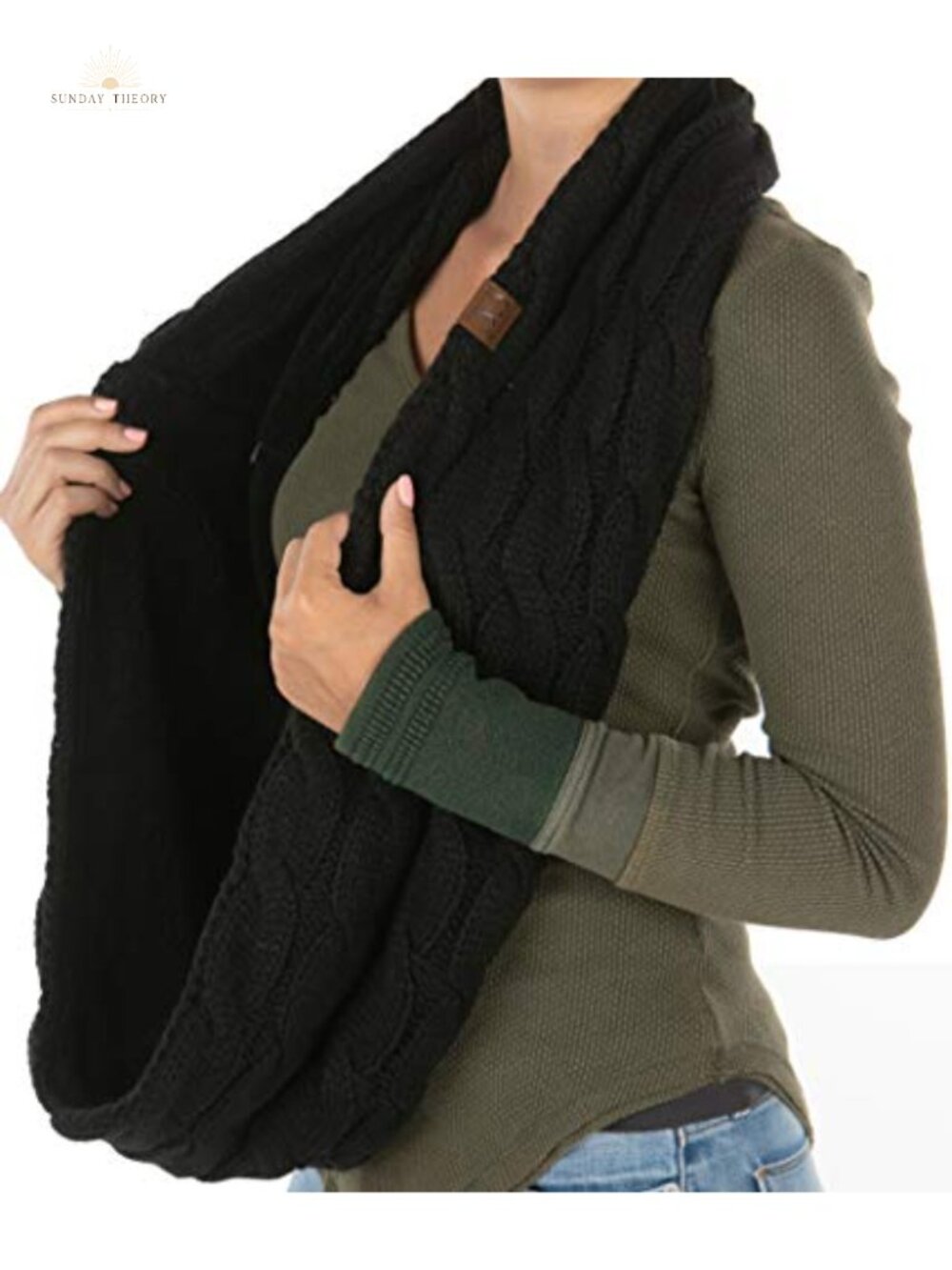 Oversized Chunky Cable Knit Infinity Scarf Warm Winter Circle Wrap